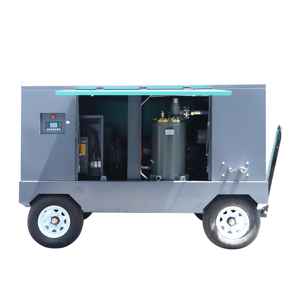 7~25 bar Heavy Duty Electric Engine Movable/Portable Direct Drive Rotary Screw Air Compressor for Drilling and Mining Industry