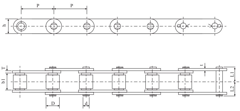 81XHH Stainless Steel Lumber Conveyor Chain and Sprockets with 66.27mm Pitch