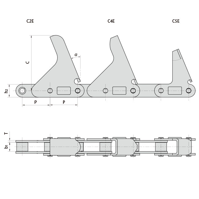 CA2060H-C2E CA2060H-C4E CA2060H-C5E   Agricultural Steel Conveyor CA2060h Roller Chains With Attachment