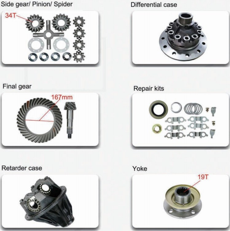 Rear Differential Parts Accessories Fit for Toyota Minibus Coaster With Side Final Gear Pinion Spider Retarder Case Yoke