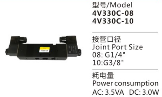 Economical Custom Design 4V300 Series 4V330C-08 Pneumatic Control Solenoid Valve for sale