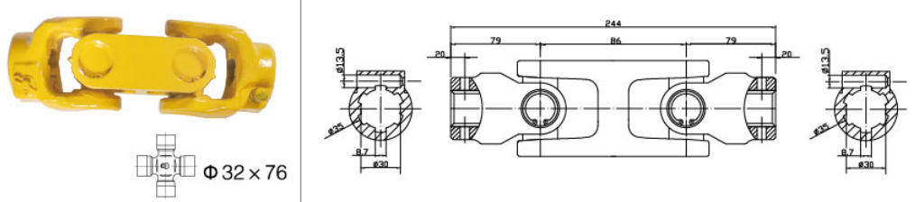 Good Quality Customized Pto Drive Shaft Part CC6 Double Coupling for Sale