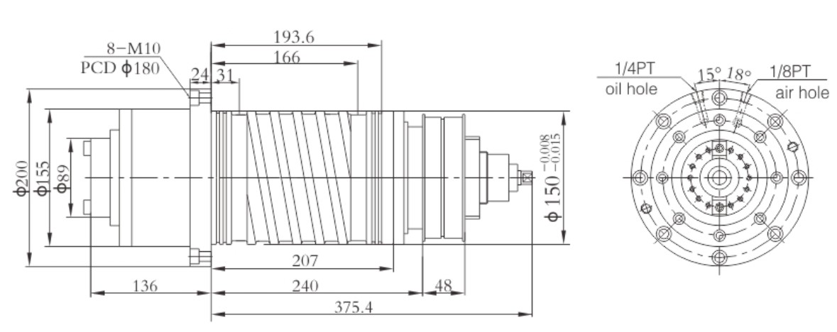Exquisite Structure Manufacturing 8000rpm 5.5KW Spindle Unit for CNC Machine Center