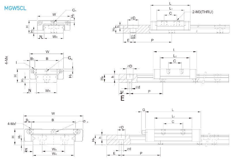 MGW-C MGW-H Series Linear Guideway Guide Rail for CNC Machine Tool Lathe