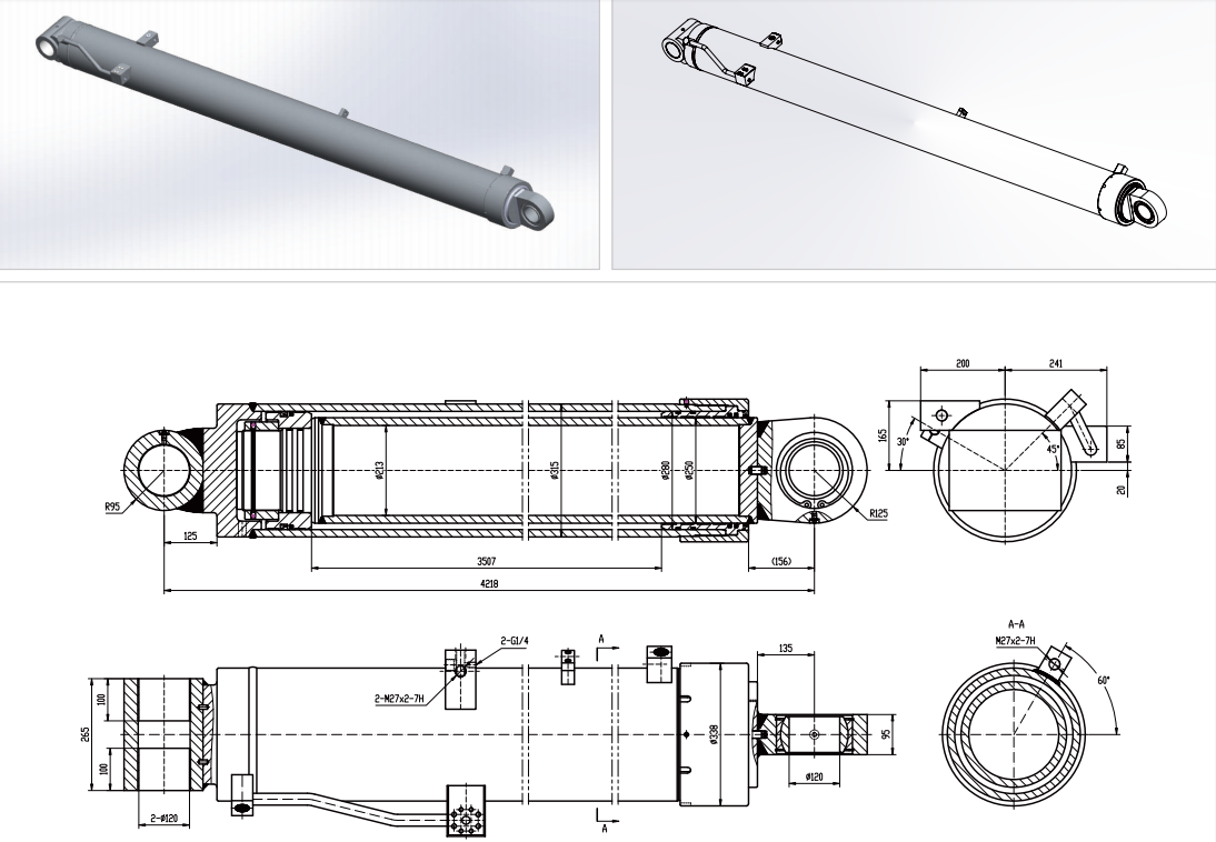 HCYY11112021 Good Quality Professional Factory 1155kg Main Boom Angle Hydraulic Cylinder for Truck Crane Vehicle