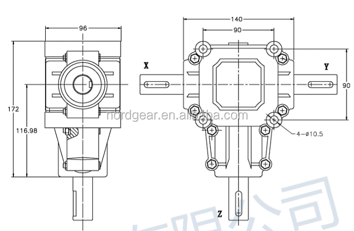 Bevel Transmission PTO Gearbox reverser for Agricultural tractor