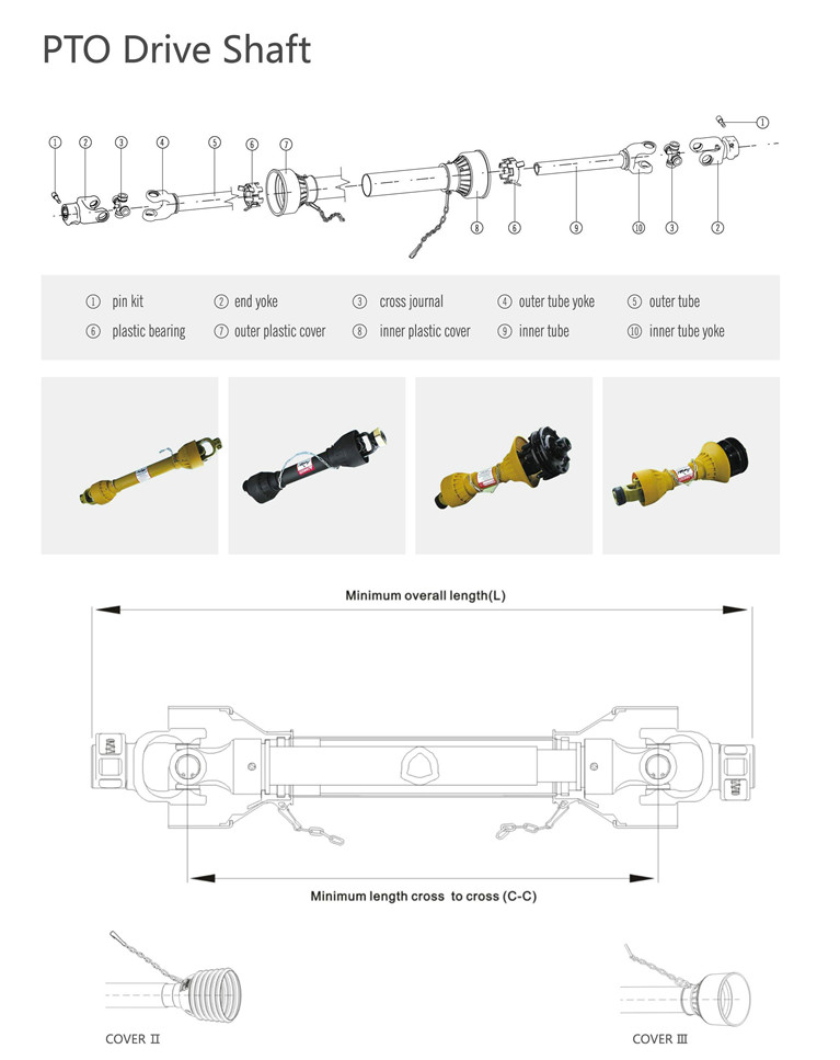 PTO Shaft Transmission T6 Spline Driving Universal Joint PTO Connecting Tractor Cardan Drive Shaft for Agricultural Machinery
