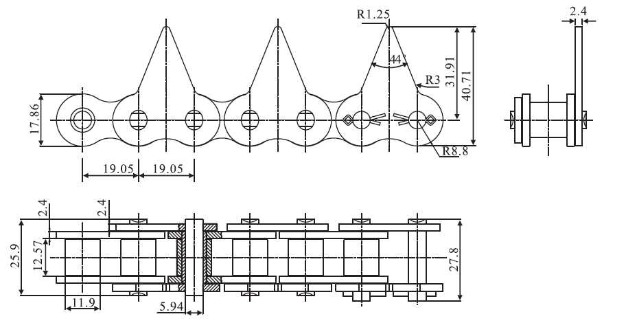 Customized Stainless Steel Sharp Top Conveyor Chain and Sprockets in Steel for Wholesale