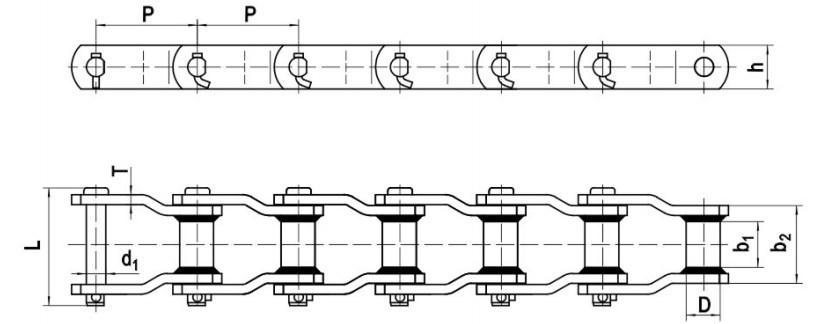 Factory Customized WR78 WH78 WR78A WH78A WR82 WH82 WH82A Welled Cranked-Link Mill Chains Sprockets for Grain and oil industry