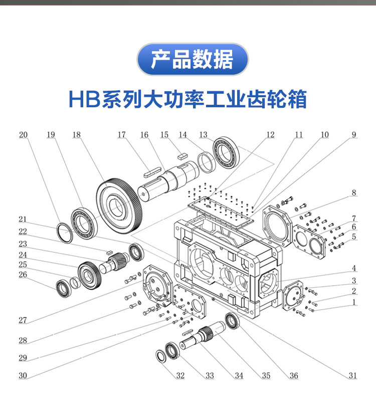 Helical Gearbox Pv Series Same Design  Hb Series Bucket Elevator Gearbox for Ball Mill