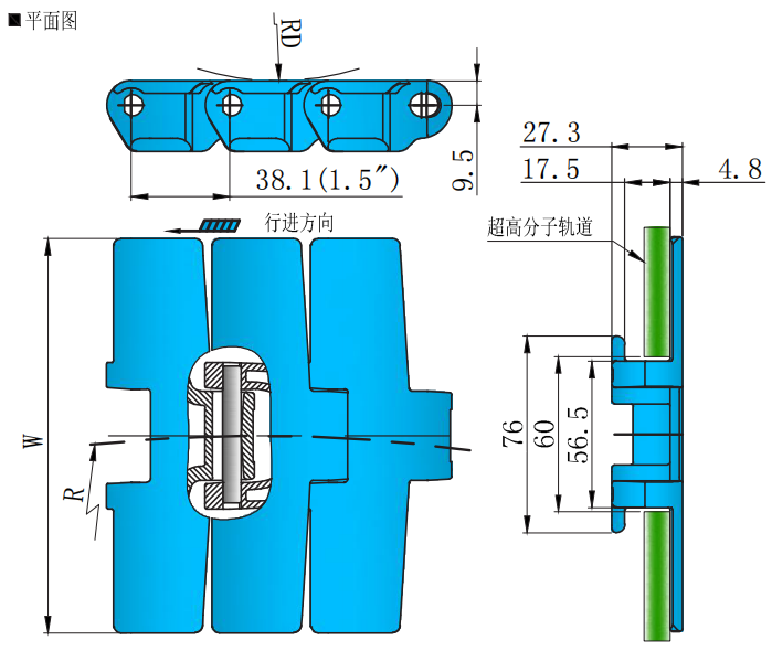 882 Series Flat Top Turning Chain-hook Type Plastic Chain for Sale
