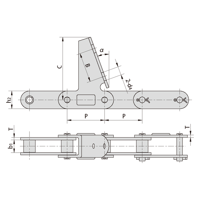 CA2060H-7AUE CA550-CPEF1 CA414-CPEF1 CA2060H-CPEF2    Agricultural Steel Conveyor CA2060H Roller Chains With Cpe Attachment