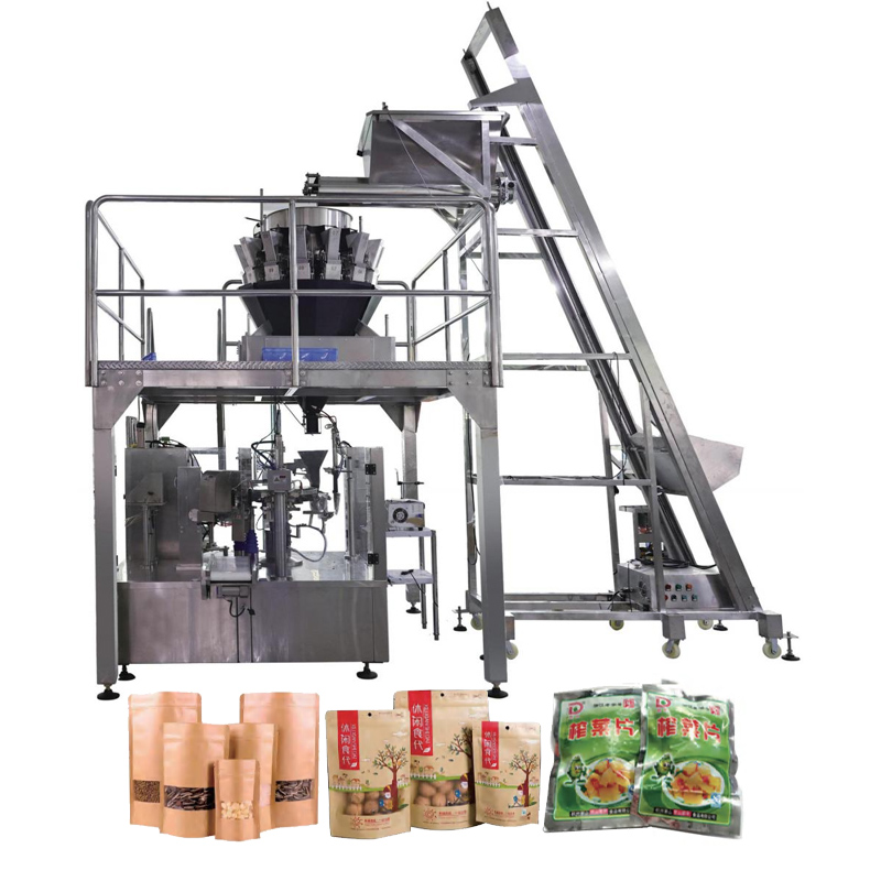 8 Station Vacuum Premade Bags Weighing and Packaging Machine for Pickled Vegetables Kimchi Dried Fruits Candies