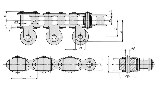 Conveyor Stainless Steel Conveyor Chains With Side Rollers