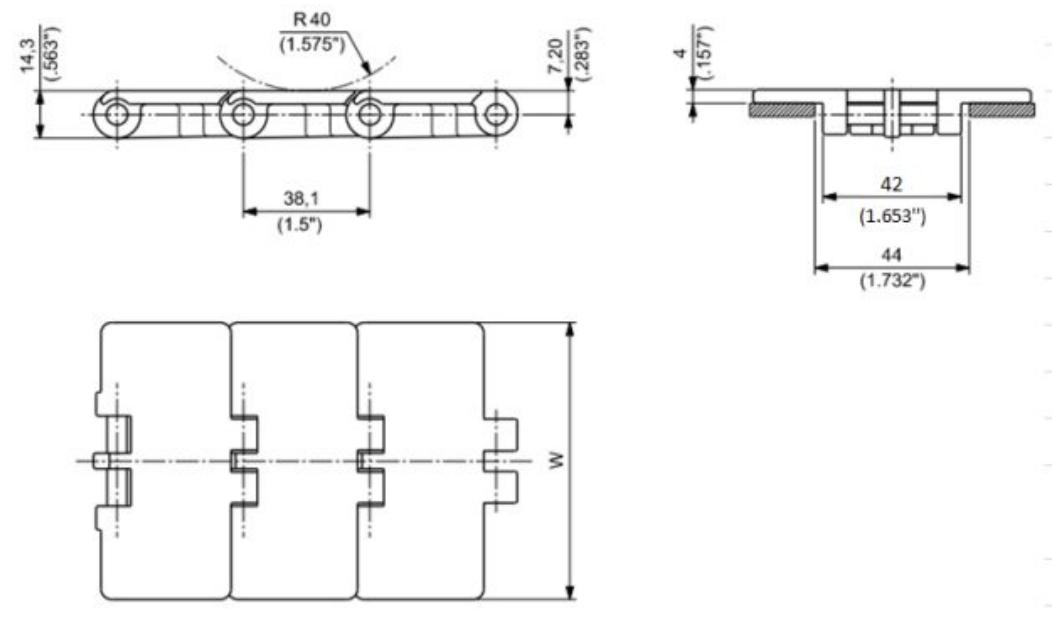 820 Single Hinge Straight Chain Plate Engineering Plastic Sideflex Run Single Chain