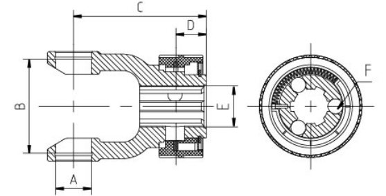 4506/5006/6006/6206/6506 Agricultural PTO Shaft Part Agriculture Industrial Yoke Splined Yoke Handwheel with Ball Attachment