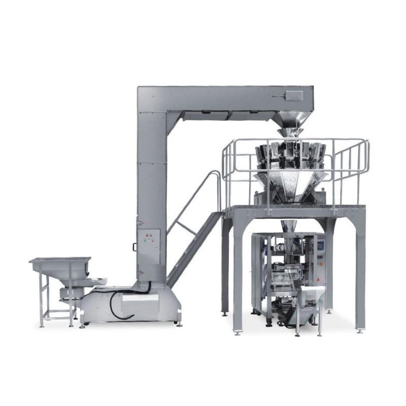 HL Series Z Shape Vertical Automatic Packaging Machine With Multihead Scale Bucket Elevator for Granular Block Material