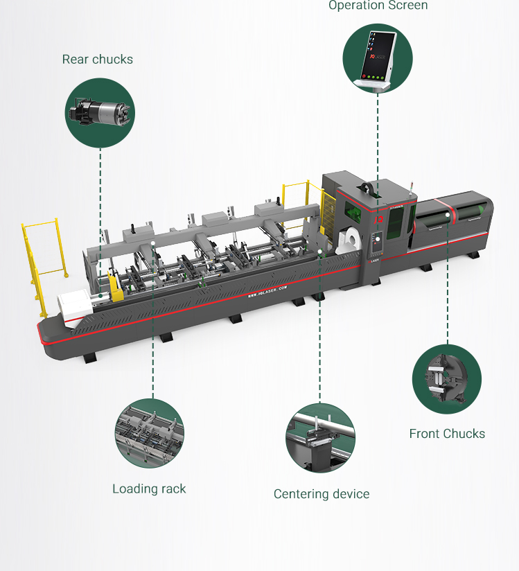 High Precision Big Diameter Hollow square Tube Cutting Machine 6000w Three-chuck Laser Pipe Cutting Machine