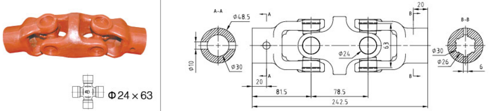 Good Quality Customized Pto Drive Shaft Part CC5 Double Coupling for Sale