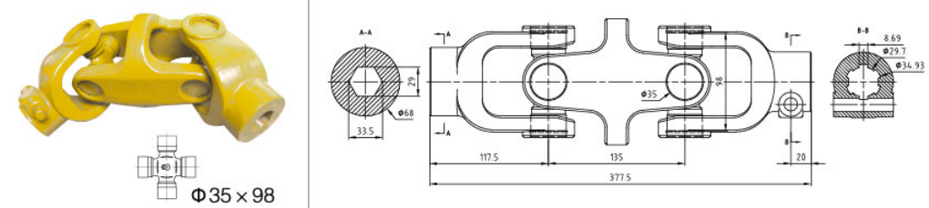 Good Quality Customized Pto Drive Shaft Part CC9 Double Coupling for Sale