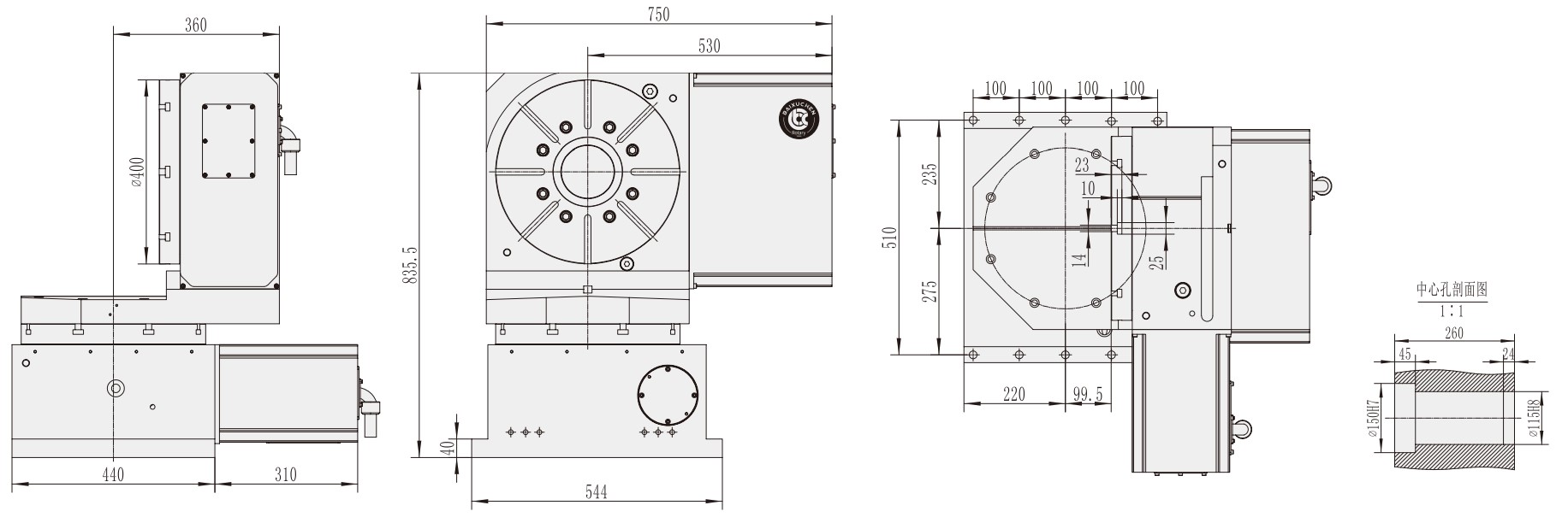 WT5S-H400 Machine CNC Machining Center Parts CNC Turntable Rotary Table for CNC Machinery