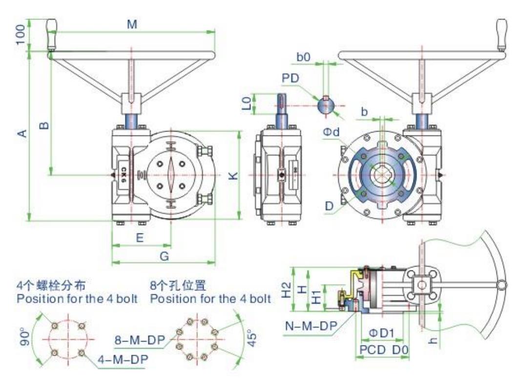 One or Multi Step Wafer Butterfly Hand Wheel Electric Hydraulic Worm Gear Unit Ball  Plug Valve Operator Actuator Gearbox