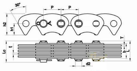 Middle Side Guide Inverted Tooth Flank Contact Silent Chain for Glass industry SC3 SC4 SC5 SC6 SC8 SC10