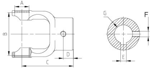 2513/3013/3513/4013/4213/4513/4713 Agricultural PTO Shaft Part Agriculture Industrial Plain Bore Keyway Yoke with Threaded Hole
