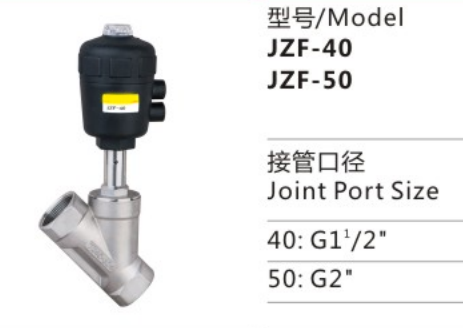 Promotional Various JZF Series JZF-40 Plastic Thread Connection Piston-operated Angle-seat Valve for sale