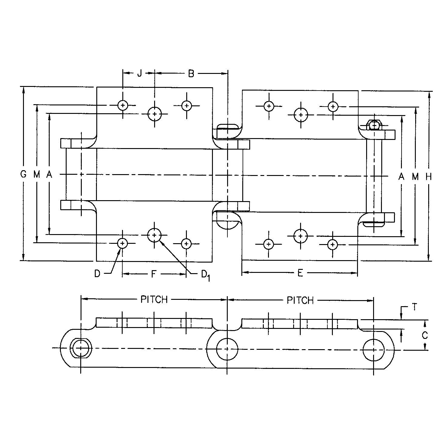 SS131-K1 SS131-K2 SS102B-K2 SS111-K2 SS110-K2 SS856-K2 SS150-K2  SS Class Bushed Steel chain with K1 K2 Attachment