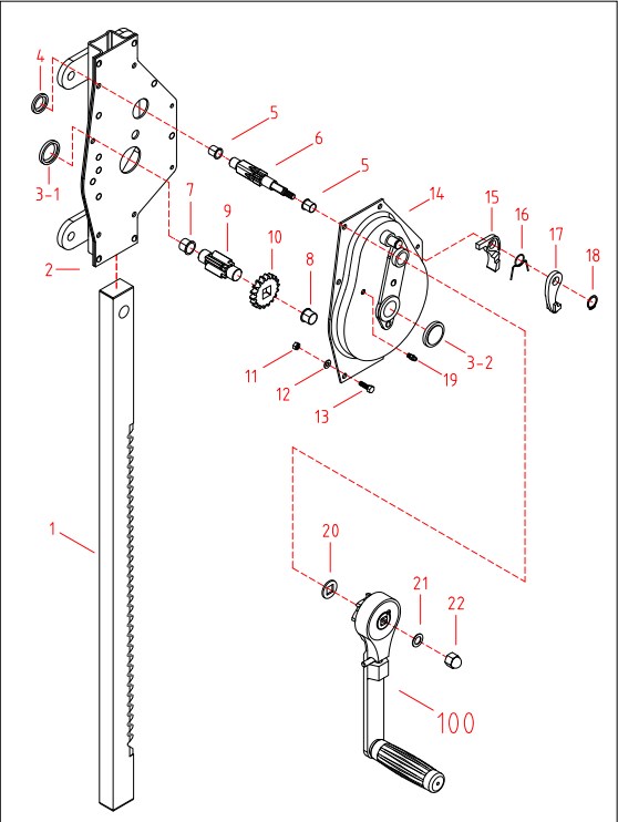 Durable Use Safe Stainless Steel Mechanical MJW Series 1.5t and 3t Hang Steel Jack Form Chinese Manufacturers
