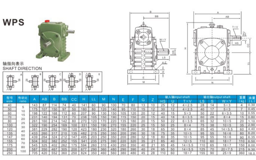 WPA 70 Wpa 100 Worm Gear Speed Reducer Speed Reducer Manufacture