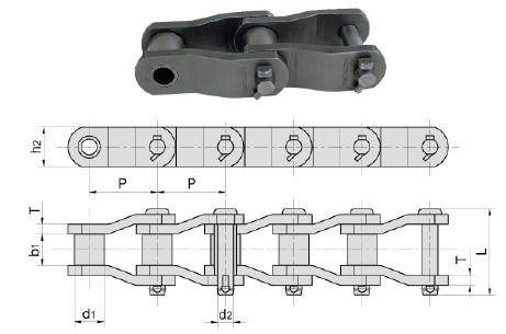 Heavy Duty Engineering Chains 2010 2512 2814 3315 3618 4020 4824 Cranked-link Transmission Chains